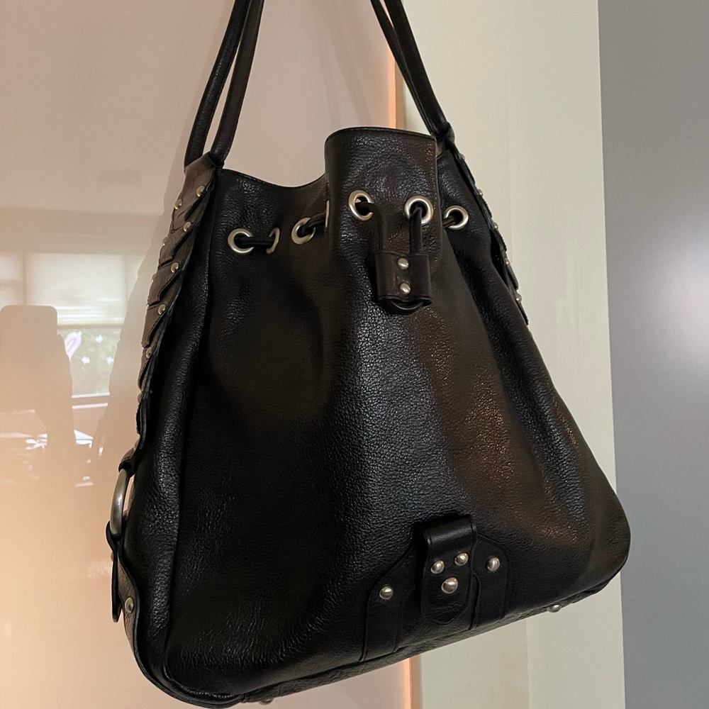Kenneth Cole Studded Black Leather Shoulder Bag. Excellent Condition
